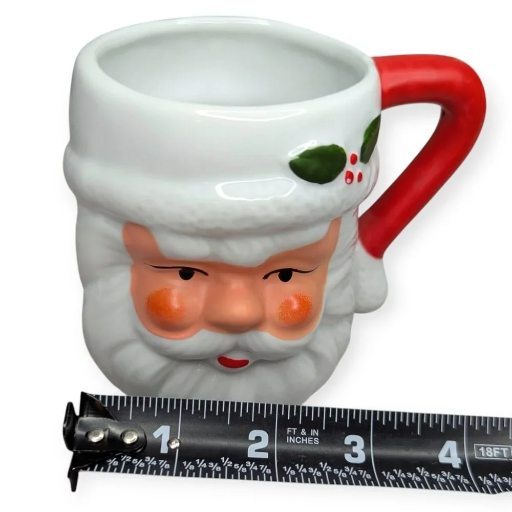 Christmas Ceramic Santa Head Cup/Candle Votive Holder/Ornament 4